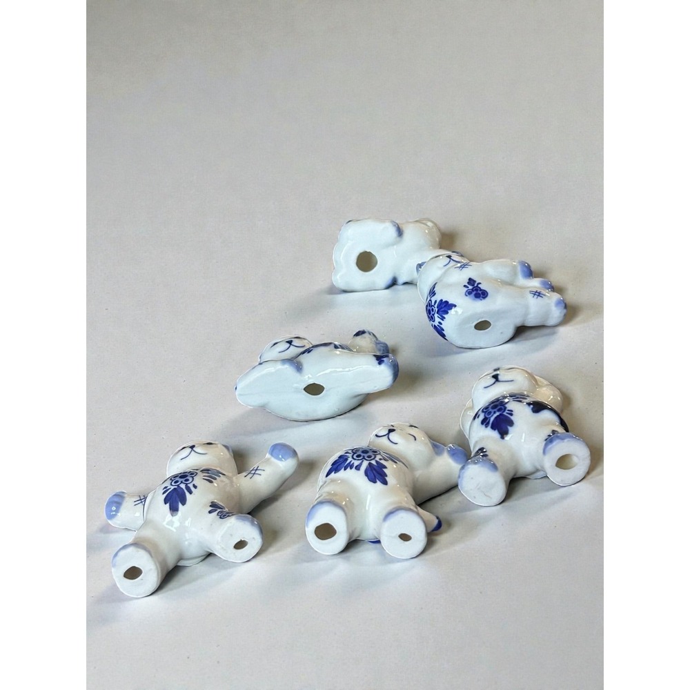 Gzhel Vintage‎ Russian Folk Art Porcelain Cats Blue White Figurine Exercise Yoga - Picture 6 of 16